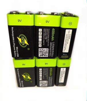 6pcs/lot ZNTER 600mAh 9V baterie reîncărcabilă litiu baterie 6F22 USB baterie reîncărcabilă litiu polimer pentru RC camera