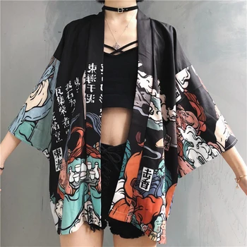 Japoneze Retro Kimono-Halat Cardigan Tricou Femei Casual Yukata Haori Plaja Vara Bluza Samurai Haori Chineză Halat