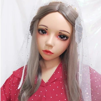 (Ling-5)de sex Feminin Fata Dulce Rășină Jumătate de Cap Kigurumi BJD Ochii Crossdress Cosplay Anime Japonez Rol Lolita Masca Cu Ochii Si Peruca