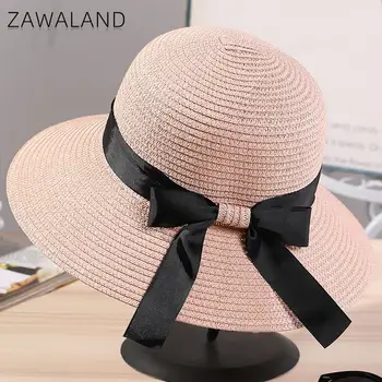 Zawaland 2021 Bowknot Plajă, Pălării De Moda Primavara-Vara Soarele Capac Casual De Călătorie Strada Femei Capace De Culoare Solidă Adult Pălării 3