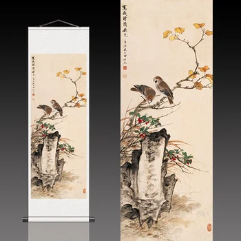 Zhang Daqian antic de mătase scroll pictura (orez alb) 0